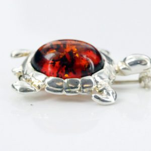 HANDMADE GERMAN BALTIC AMBER 925 SILVER UNIQUE BROOCH BD028 RRP£55!!!