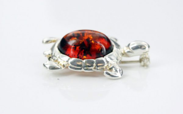 HANDMADE GERMAN BALTIC AMBER 925 SILVER UNIQUE BROOCH BD028 RRP£55!!!