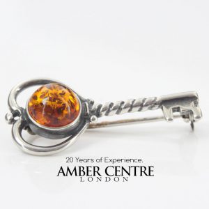 Italian Style Handmade German Baltic Amber 925 Silver Brooch BD029 RRP£30!!!