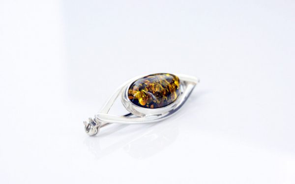 Handmade German Green Baltic Amber 925 Silver Elegant Brooch BD030 RRP£50!!!