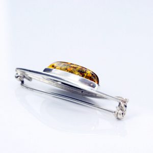 Handmade German Green Baltic Amber 925 Silver Elegant Brooch BD030 RRP£50!!!