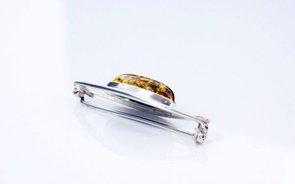 Handmade German Green Baltic Amber 925 Silver Elegant Brooch BD030 RRP£50!!!