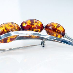 Italian Made Baltic Amber 925 Silver Elegant Brooch Handmade BD031 RRP£110!!!