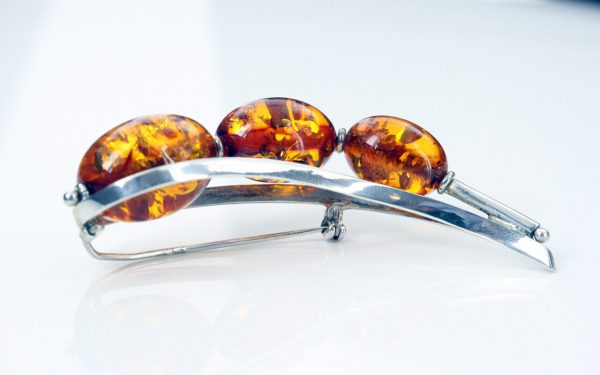 Italian Made Baltic Amber 925 Silver Elegant Brooch Handmade BD031 RRP£110!!!