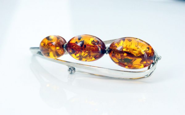 Italian Made Baltic Amber 925 Silver Elegant Brooch Handmade BD031 RRP£110!!!