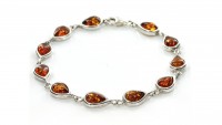 HANDMADE GERMAN COGNAC BALTIC AMBER BRACELET 925 STERLING SILVER RRP£129!!! BR001
