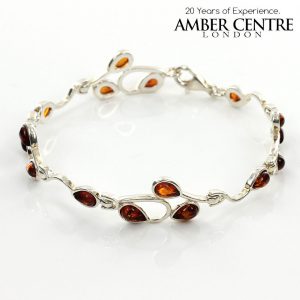 HANDMADE LEAF STYLE GERMAN BALTIC AMBER BRACELET IN 925 SILVER BR004 RRP£110!!!