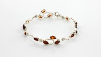 HANDMADE LEAF STYLE GERMAN BALTIC AMBER BRACELET IN 925 SILVER BR004 RRP£110!!!