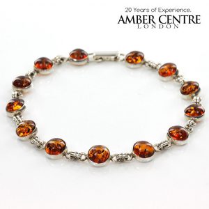HANDMADE GERMAN CLASSIC BALTIC AMBER BRACELET 925 STERLING SILVER BR006 RRP£125!!!