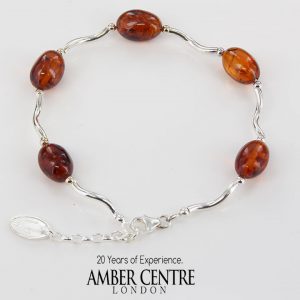 Italian Made Classic Baltic Amber Bracelet 925 Sterling Silver BR009 RRP£70!!!