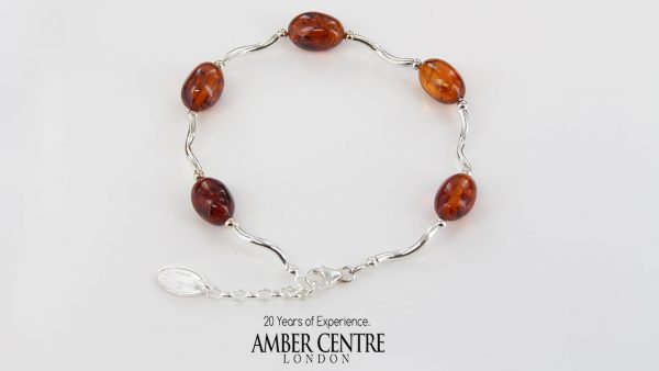 Italian Made Classic Baltic Amber Bracelet 925 Sterling Silver BR009 RRP£70!!!