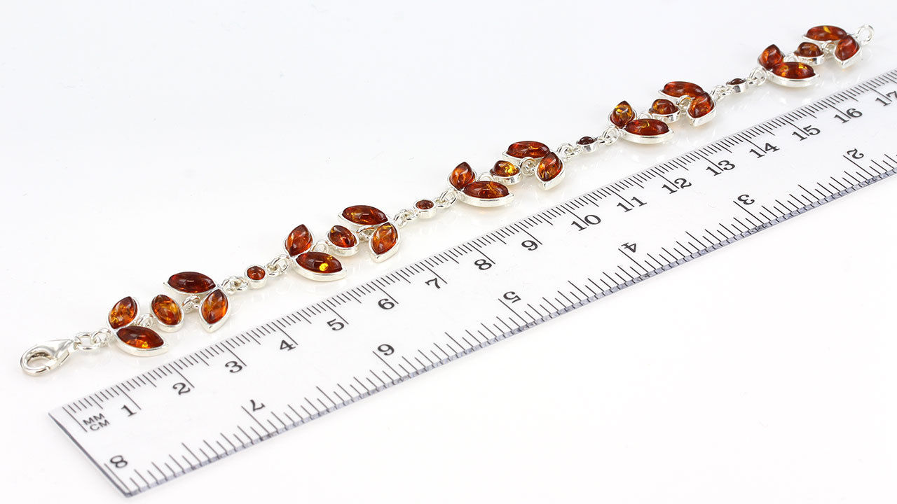 Italian Leaf Style Handmade German Baltic Amber Bracelet 925 Sterling Silver BR018 RRP£120!!!