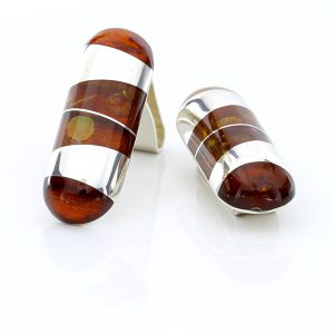 Clip on Earrings German Baltic Amber 925 Silver Handmade CL005 RRP£125!!!