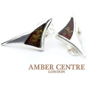 Handmade Clip on Earrings Modern German Baltic Amber 925 Silver CL006 RRP£45!!!