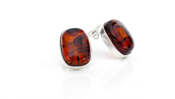 Clip on Earrings Modern German Baltic Amber 925 Silver Handmade CL041 RRP£45!!!