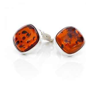 Clip On Earrings Modern German Baltic Amber 925 Silver Handmade Cl042 RRP£50!!!