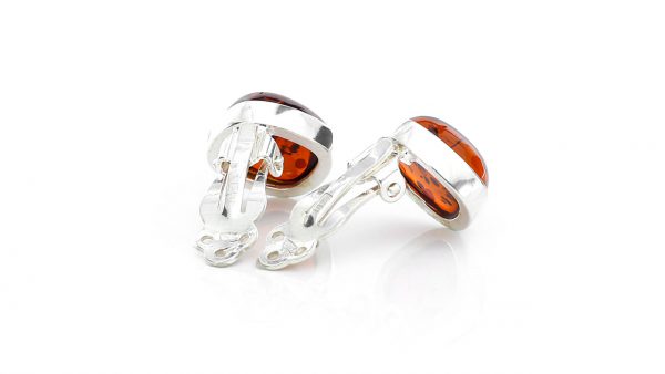 Clip On Earrings Modern German Baltic Amber 925 Silver Handmade Cl042 RRP£50!!!