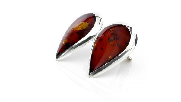 Clip On Earrings Handmade German Baltic Cherry Amber 925 Silver Cl058 RRP£125!!!