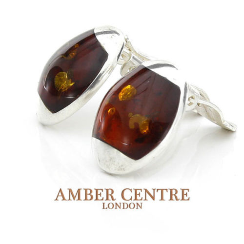 Classic German Baltic Amber Clip on Earrings 925 Silver Handmade CL067 RRP£60!!!