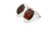 Clip on Earrings Modern German Baltic Amber 925 Silver Handmade CL066 RRP£60!!!