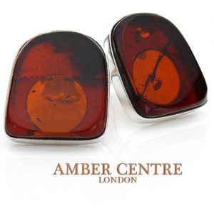 Clip On Earrings German Baltic Cherry Amber 925 Silver Handmade Cl073 RRP£100!!!