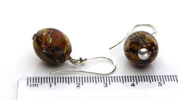 German Baltic Reconstructed Amber Handmade 925 Silver Earrings E0002 RRP£40!!!