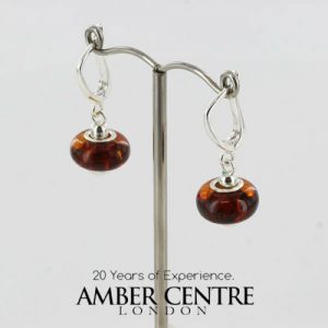 Amber Earrings Italian Design German Baltic Handmade 925 Silver E0065 RRP£60!!!