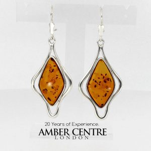 EARRINGS GERMAN BALTIC AMBER HANDMADE ELEGANT 925 SILVER E0070 RRP£150!!