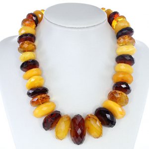 Rare German Baltic Amber Antique Beads Diamond Cut Large- A0127 RRP£16500!!!