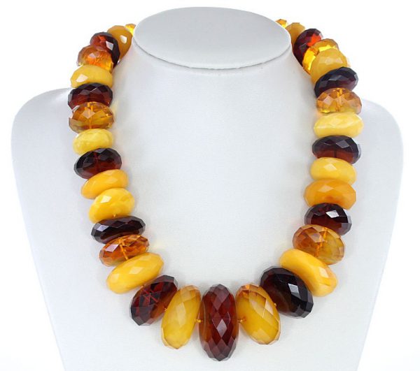 Rare German Baltic Amber Antique Beads Diamond Cut Large- A0127 RRP£16500!!!