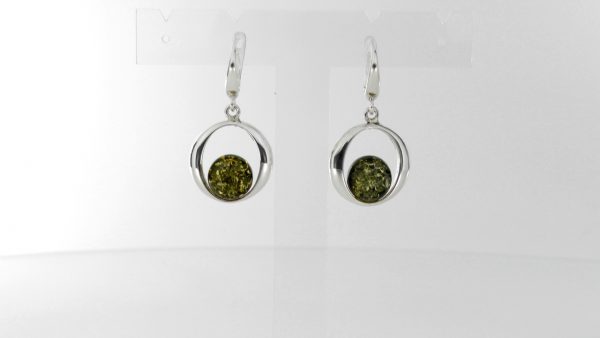 GERMAN BALTIC HANDMADE GREEN AMBER ELEGANT EARRINGS 925 SILVER E0062 RRP£75!!!