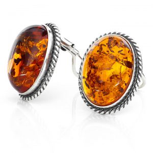 Clip On Earrings Classic German Baltic Amber 925 Silver Handmade CL044 RRP£60!!!