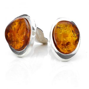 Clip On Earrings Modern German Baltic Amber 925 Silver Handmade CL060 - RRP£60!!!