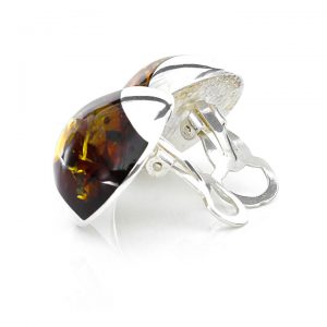 Clip On Earrings Elegant German Baltic Amber 925 Silver Handmade CL049 RRP£100!!!