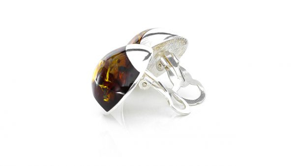 Clip On Earrings Elegant German Baltic Amber 925 Silver Handmade CL049 RRP£100!!!