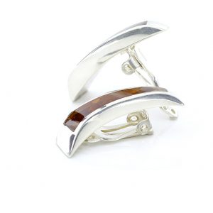 Clip On Earrings Modern German Baltic Amber 925 Silver Handmade Cl007 RRP£95!!!