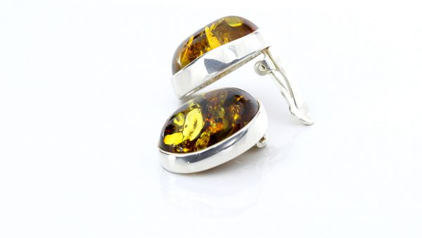 Clip on Earrings German Baltic Amber 925 Silver Handmade CL021 RRP£100!!!