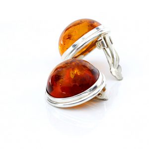 Clip on Earrings German Elegant Baltic Amber 925 Silver Handmade CL024 RRP£100!!