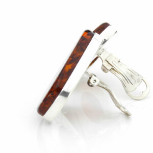 Clip On Earrings Modern German Baltic Amber 925 Silver Handmade CL070 RRP£165!!!