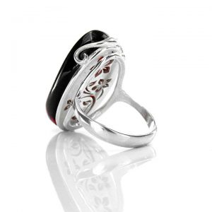 GERMAN RED BALTIC AMBER RING 925 SILVER SIZE M(53), O(55) ,N(54) - RR004 RRP£185!!!