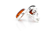 Clip on Earrings Modern German Baltic Amber 925 Silver Handmade CL041 RRP£45!!!