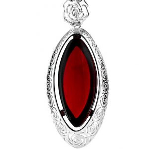 RED Handmade GERMAN BALTIC AMBER PENDANT 925 SILVER- RE004 RRP £225!!!