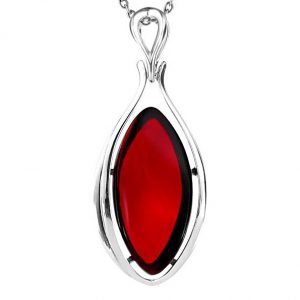 RED Handmade GERMAN BALTIC AMBER PENDANT 925 SILVER- RP006 RRP £245!!