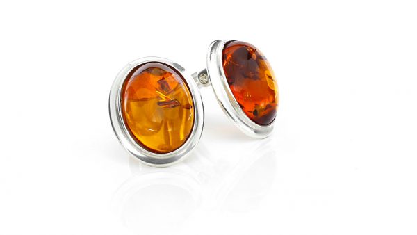 Clip On Earrings Classic Elegant German Baltic Amber 925 Silver Handmade Cl043 RRP£75!!!