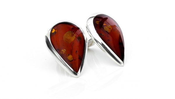 Clip On Earrings Handmade German Baltic Cherry Amber 925 Silver Cl058 RRP£125!!!