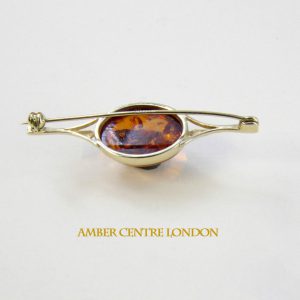 talian Handmade Elegant German Baltic Amber Brooch in 9ct Gold GB0001 RRP£250!!