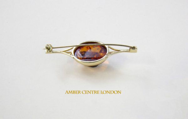 talian Handmade Elegant German Baltic Amber Brooch in 9ct Gold GB0001 RRP£250!!