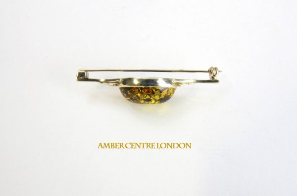 Italian Handmade Elegant German Green Baltic Amber Brooch 9ct Gold GB0001G RRP£250!!!