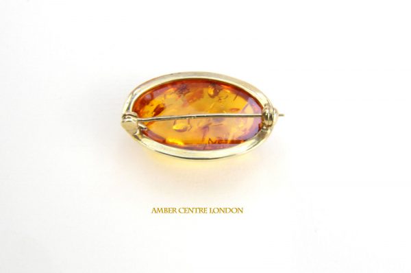 Italian Handmade Elegant German Baltic Amber Brooch in 9ct Gold GB0003 RRP£575!!