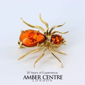 Italian Made German Baltic Amber in 14ct Gold Spider Brooch GB0004/14ct RRP£575!!!